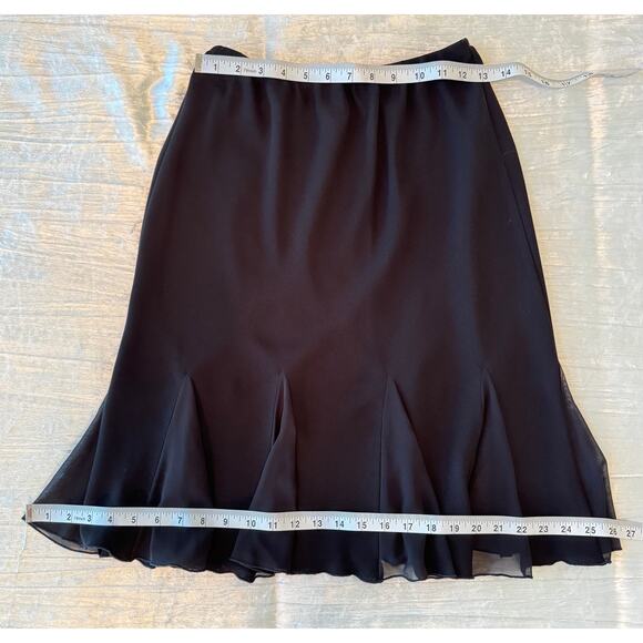 Women's Slip-On Skirt with Pleats Sheer Scalloped Mermaid Look, Black, 6P - Picture 5 of 7